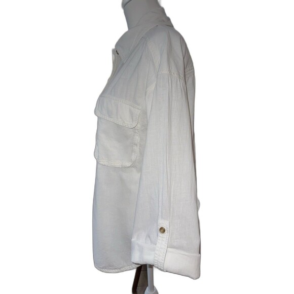 We The Free Free People White Linen Cotton Oversized Button Down Shirt M Boho - Picture 4 of 14